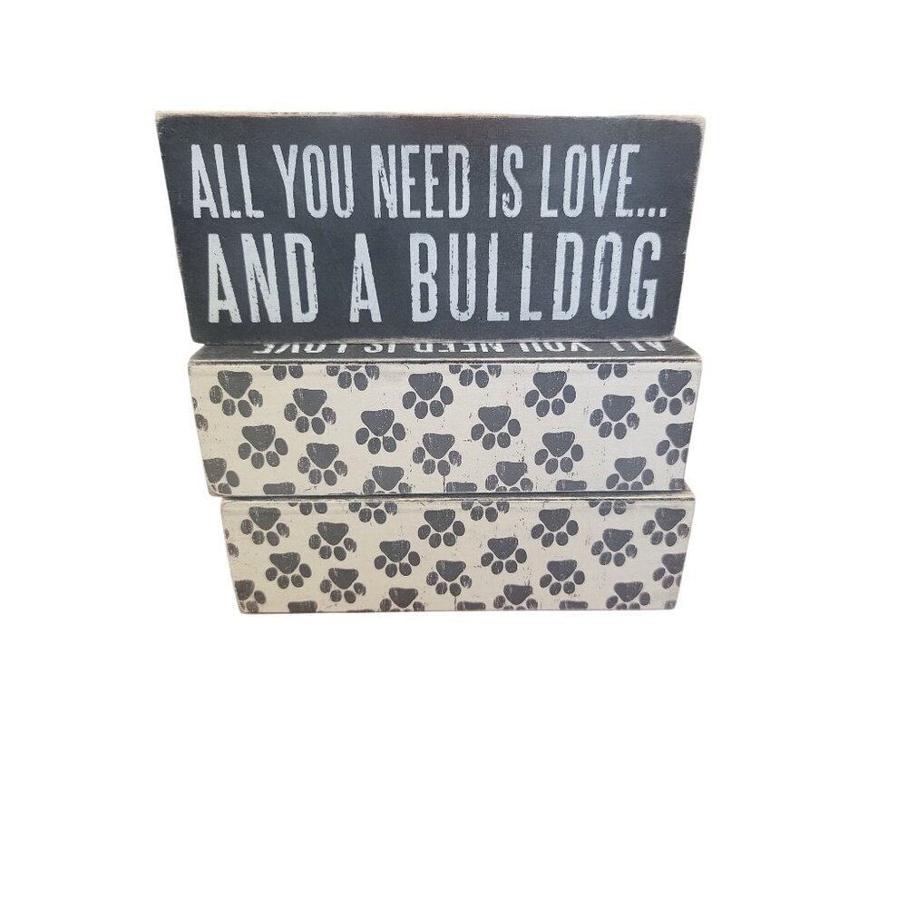 All You Need Is Love & A Bulldog Wooden Box Sign